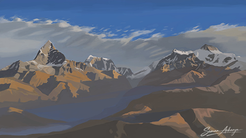 Digital Painting of Machhapuchhre & Annapurna